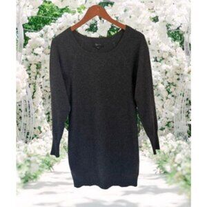 Aqua Cashmere Womens Dark Gray Sweater Dress XS 3/4 Sleeve 100% Cashmere